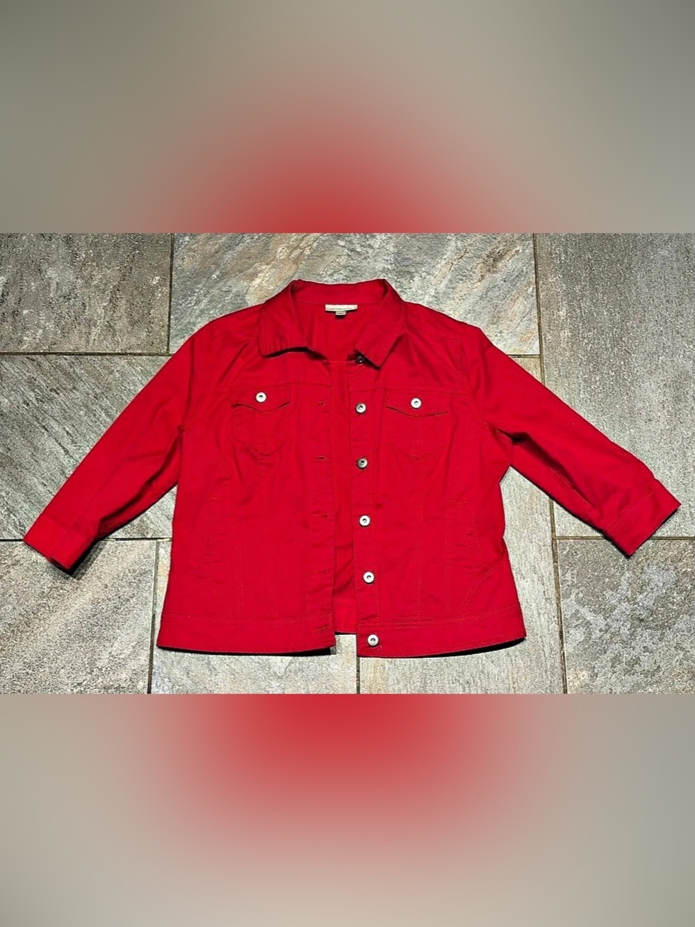 Dressbarn Red Button-Front Jacket Like New